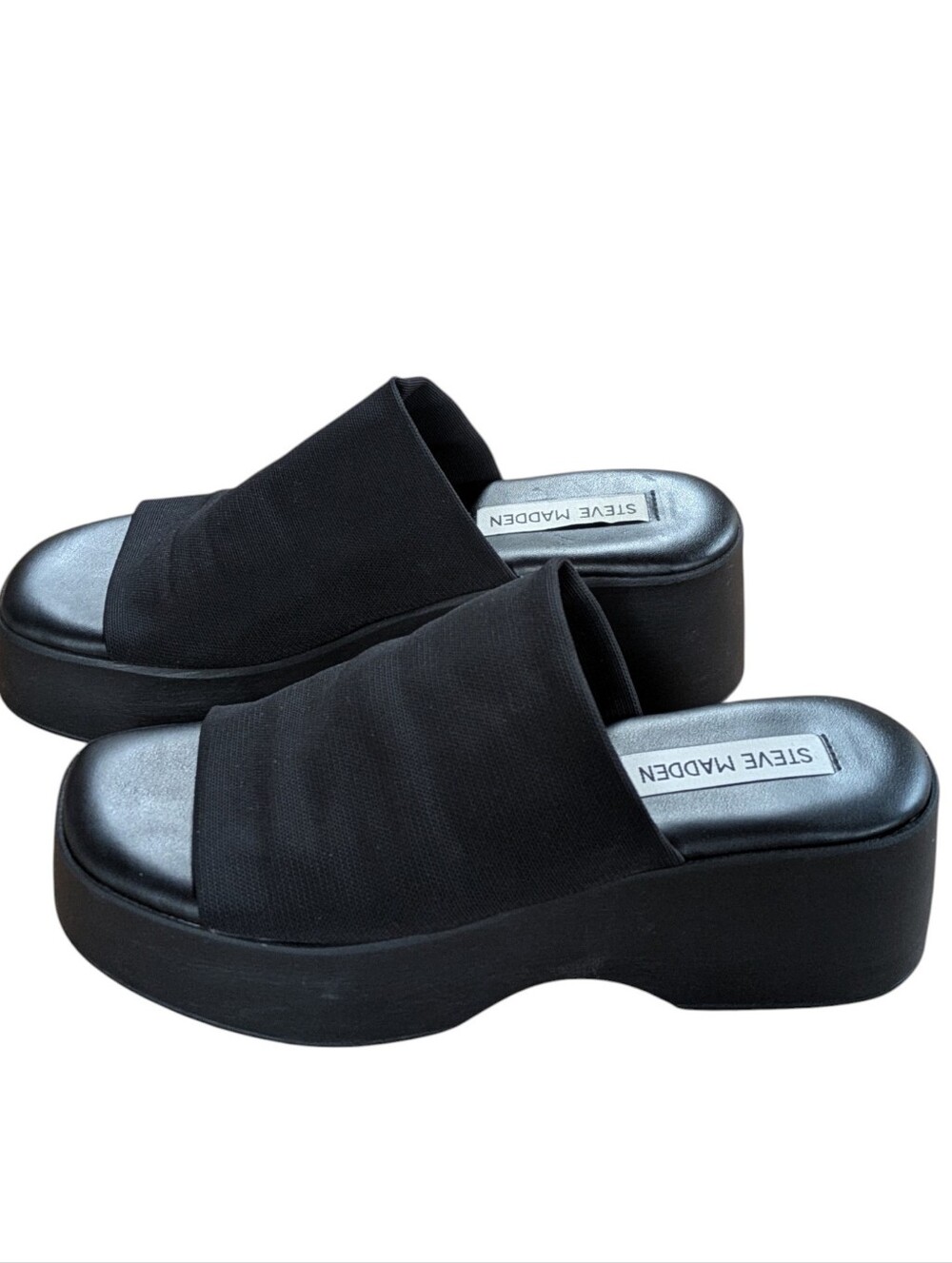 Steve Madden Slinky30 Black Platform Slide Made in Italy Size 36 or US 6